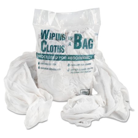 GENERAL SUPPLY Bag-A-Rags Reusable Wiping Cloths, Cotton, White, 1lb Pack UFSN250CW01